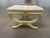 Ivory 1970s Hollywood Regency-style Giltwood Curule Ottoman With Tufted Cushion For Sale - Image 8 of 14