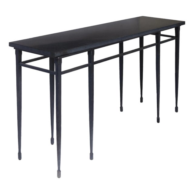 Holly Hunt; "Rue De Seine" Iron Console Table W/Stone Top For Sale