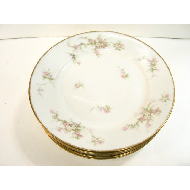 French Country Antique Limoges Floral Dinner/Luncheon Plates- Set of 6 For Sale - Image 3 of 5