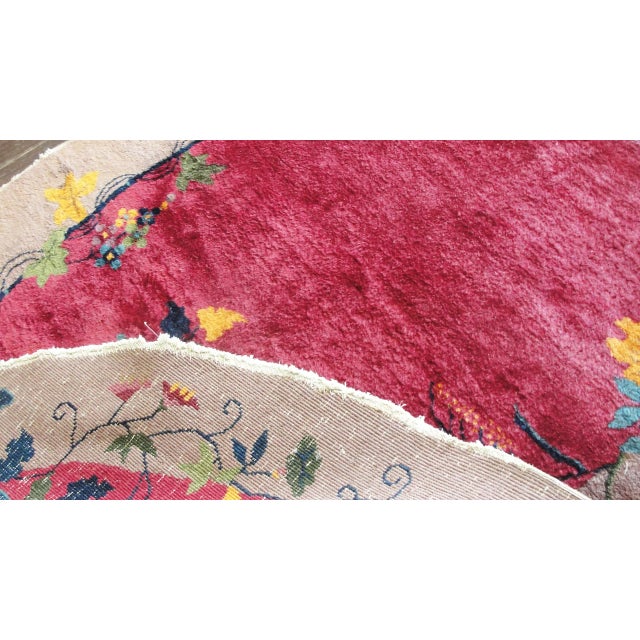 Antique Art Deco Chinese Rug 3'10" X 6'9" Oval For Sale - Image 4 of 10