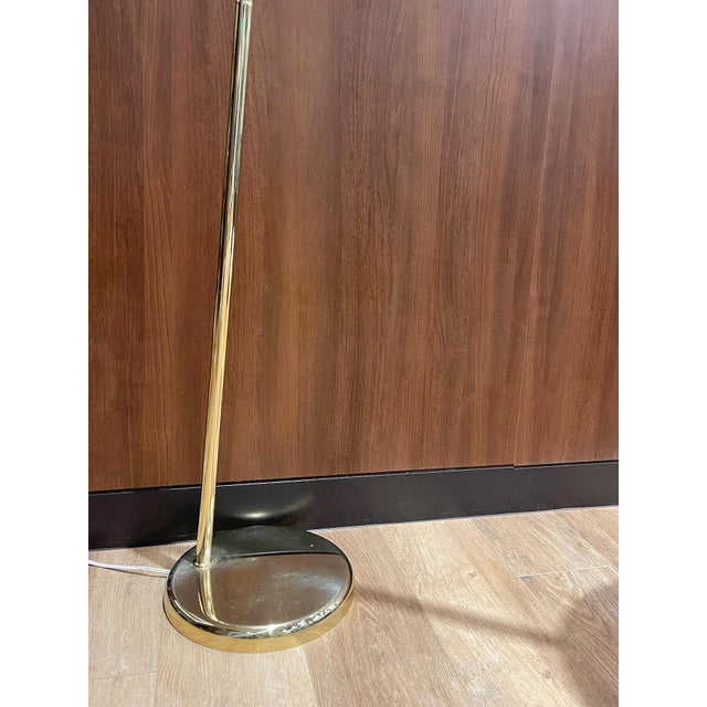 1970s Space Age Brass Arc Floor Lamp With Dome Shade For Sale In New York - Image 6 of 9
