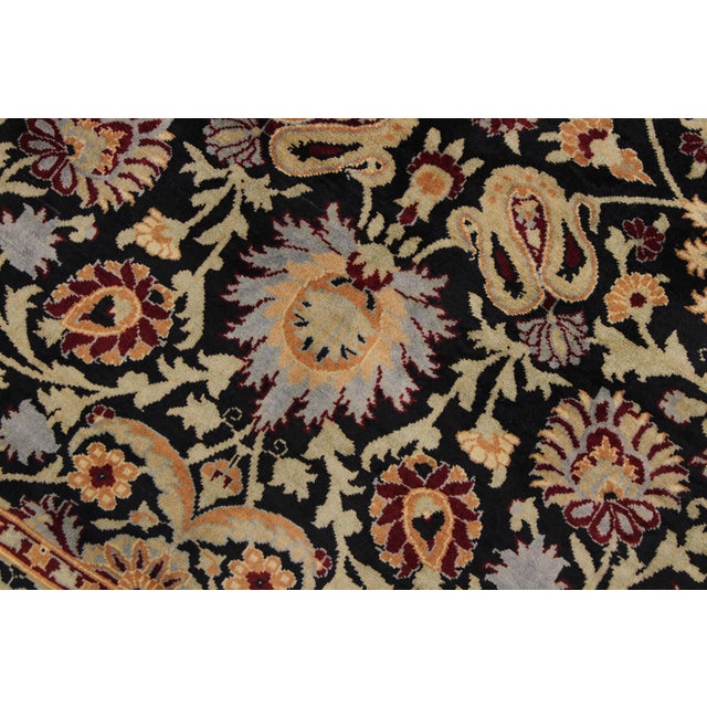 1990s Art Nouveau Style 1990's Pak-Persian Black/Green Wool Rug - 6'2'' X 9'0'' For Sale - Image 5 of 9