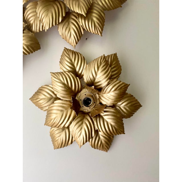Wall Lights in Gilt Metal from Masca, Italy, 1970s, Set of 3 For Sale - Image 5 of 9