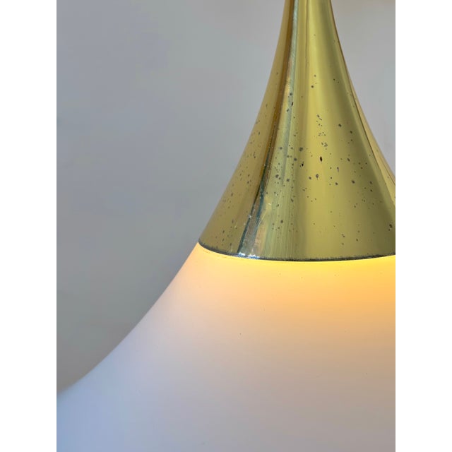 1960s Brass and Opaline Glass Pendant Lights from Limburg, Germany, 1970s, Set of 2 For Sale - Image 5 of 11