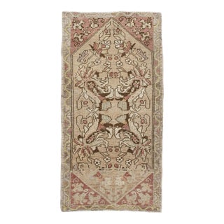 Oriental Hand Knotted Vintage Turkish Mini Rug 1'8" x 3'1" For Sale