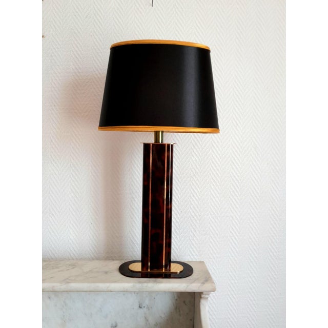 Hollywood Regency Black and Gold Tortoiseshell Lamp, 1980s For Sale - Image 13 of 13