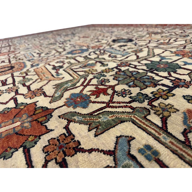 Brick Red Pasargad DC Ivory Fine Hand Knotted Serapi Design Rug For Sale - Image 8 of 12