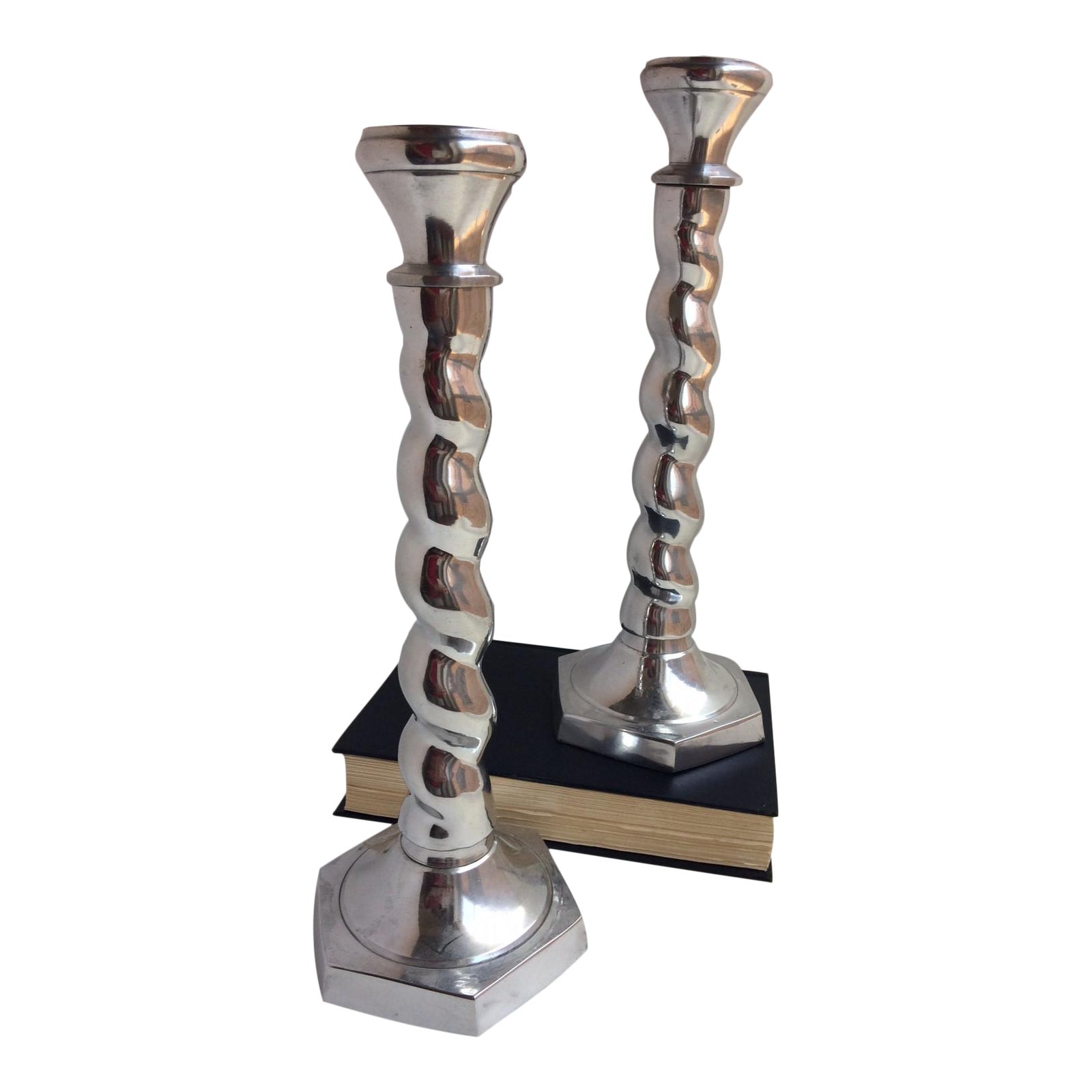 Vintage Pewter Barley Twist Candlesticks a Pair Chairish