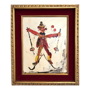 1980 Morris Katz (1931–2010) Original Oil Painting Clown Impasto Palette Knife