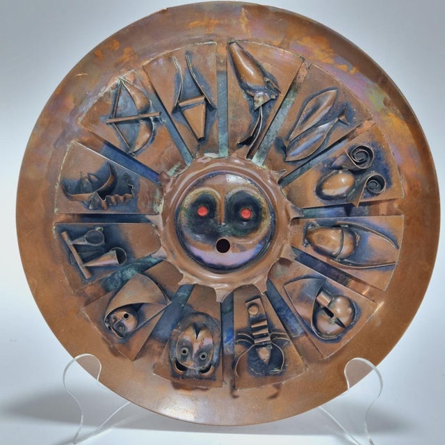 Brutalist Vintage Brutalist Copper Horoscope Wall Decoration, 1960s For Sale - Image 3 of 15