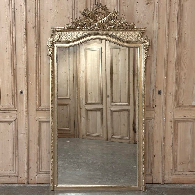 19th Century French Louis XVI Transitional Gilded Mirror For Sale - Image 4 of 16
