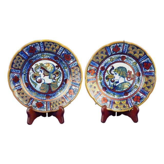 Vintage Ceramic Plates, 1920s, Set of 2 For Sale