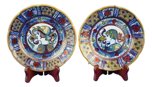 Vintage Ceramic Plates, 1920s, Set of 2