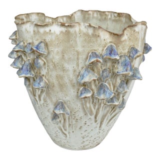 Currey & Company Black Forest Mushrooms Large Ivory Vase For Sale