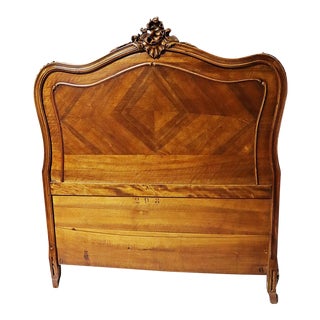 Late 19th Century French Louis-XV Antique Walnut Full Headboard For Sale