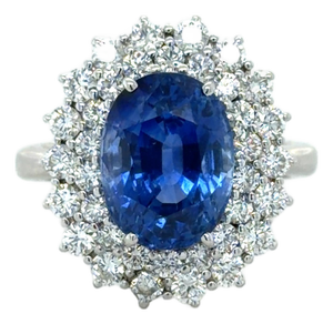 7.41 Carat Ceylon Sapphire and Diamond Ring, Size 7.25