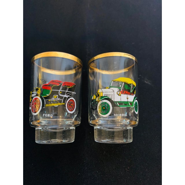 Figurative Mid 20th Century Gold-Rimmed Ruhrglas Car Lovers Shot Glasses in Original Box- Set of 6 For Sale - Image 3 of 11