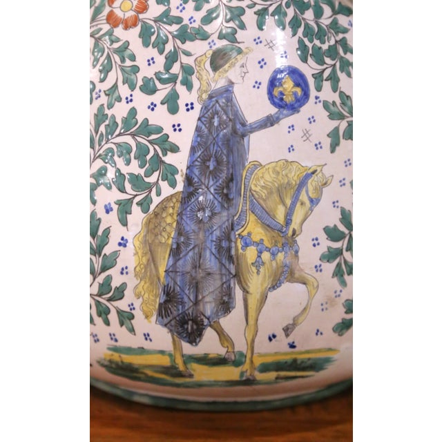 Royal Blue Pair 19th C. French Nevers Faience Ewers Depicting Henri IV and Marie De Medici For Sale - Image 8 of 12