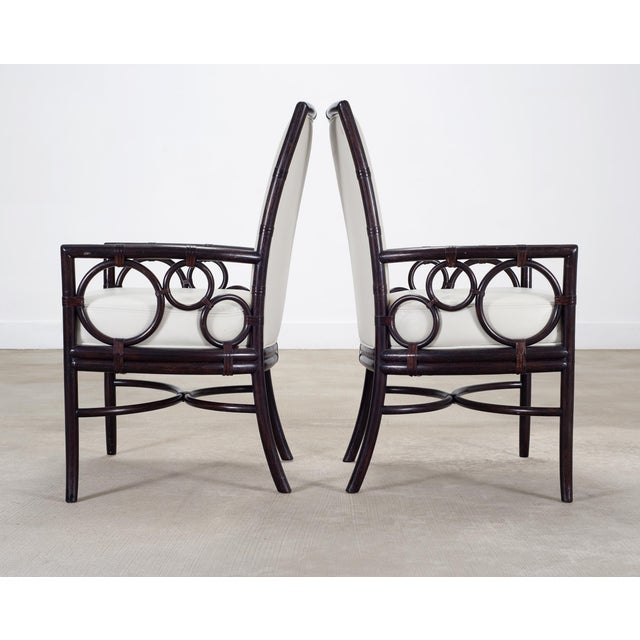 Set of Eight Laura Kirar for McGuire Rattan Ring Dining Chairs For Sale - Image 10 of 18