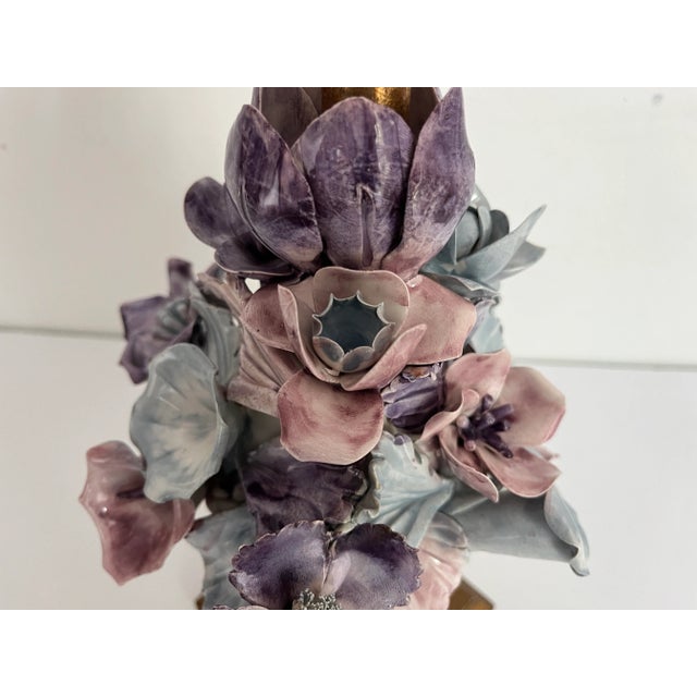 1950s Italian Floral Bouquet Lamp & Shade For Sale - Image 10 of 18