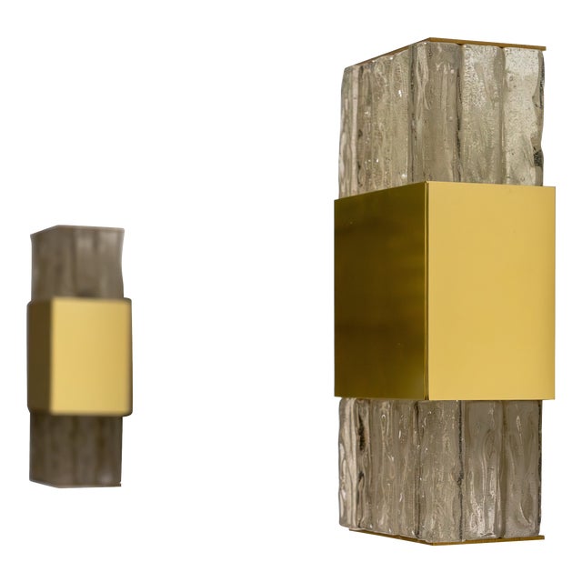 Glass Wall Lights Sconces by Jean Perzel for Atelier Perzel, France, 1960s, Set of 2 For Sale