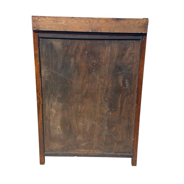 Antique Arts & Crafts Mission Oak China Cabinet With Leaded Crystal Glass Panels For Sale - Image 11 of 12