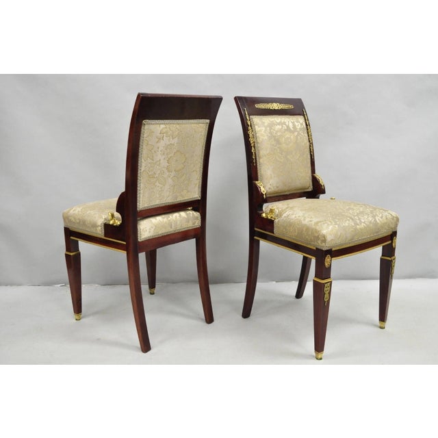 Vintage French Empire Style Mahogany Side Chairs with Bronze "Sphinx/Lion" Ormolu - a Pair. Circa Late 20th Century....