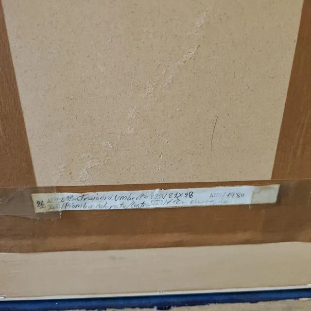 Umberto Mastroianni, Acco E Parabolica, 1980, Engraved and Colored Lead Painting, Framed For Sale - Image 14 of 15