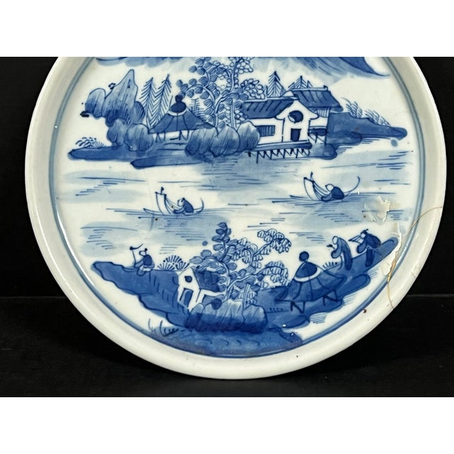 Late 20th Century Chinse Art Porcelain Blue and White Plate For Sale - Image 5 of 11