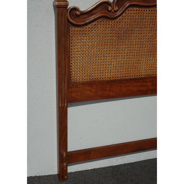 Brown Vintage Drexel Heritage French Provincial Louis XV Cane King Headboard For Sale - Image 8 of 17