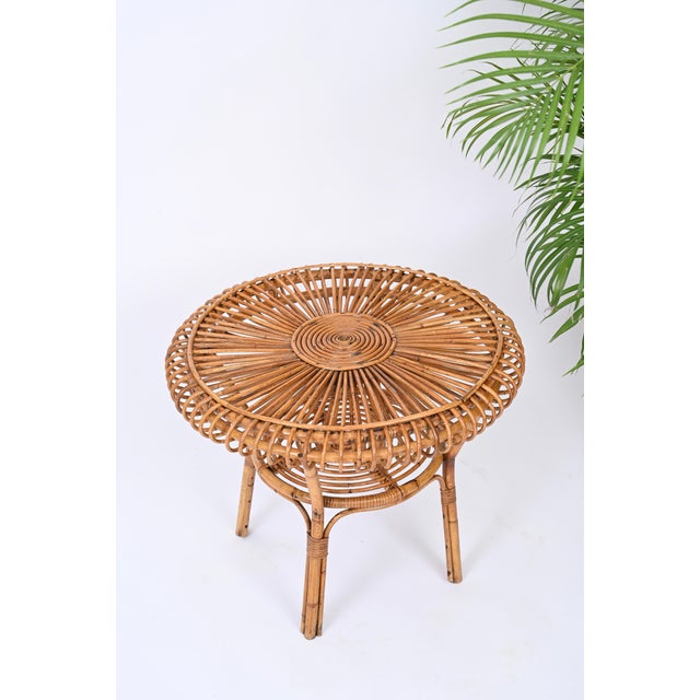 Mid-Century Italian Round Coffee Table in Rattan and Bamboo, Italy, 1960s For Sale - Image 15 of 16