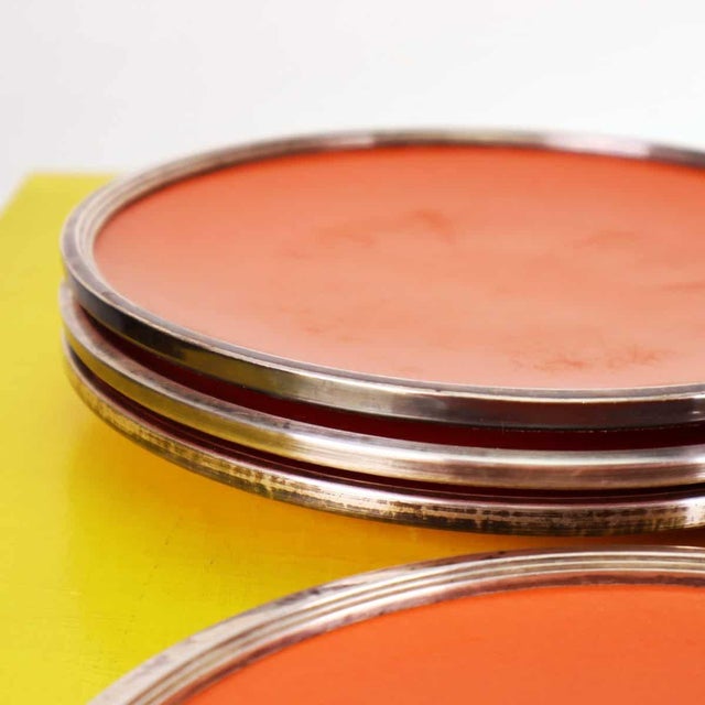 Orange Vintage German Centerpiece with Plates from Karlsruhe, 1960s, Set of 6 For Sale - Image 8 of 13