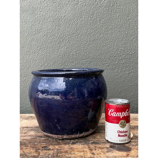 Vintage Blue Glazed Ceramic Planter For Sale - Image 11 of 12