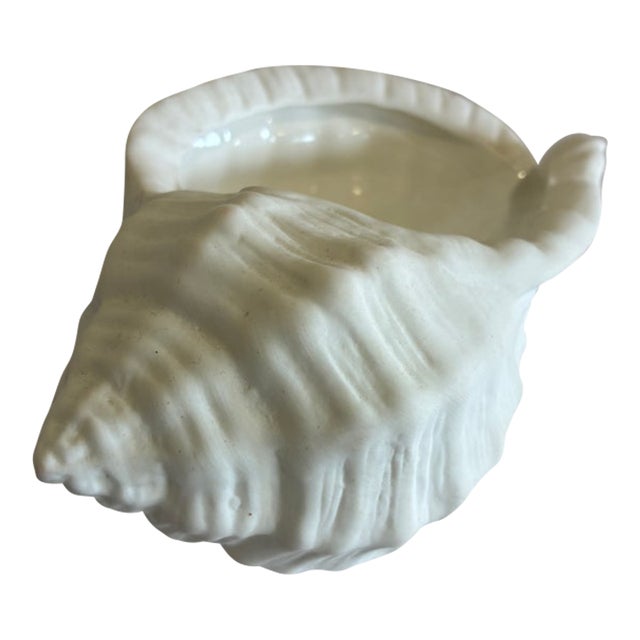 Vintage White Bone China Conch Shell Dish For Sale