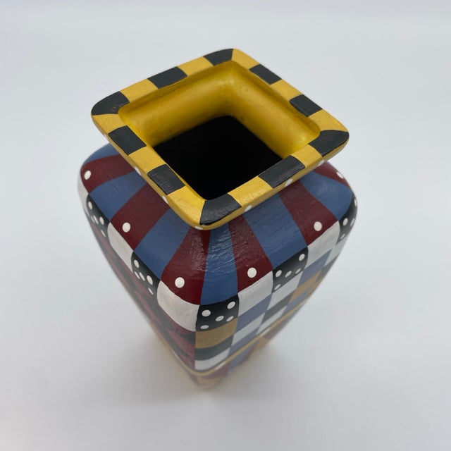 Ceramic Hand-Painted Collectible Ceramic Vase – Black & White Whimsy - In the Style of Mackenzie Childs For Sale - Image 7 of 11