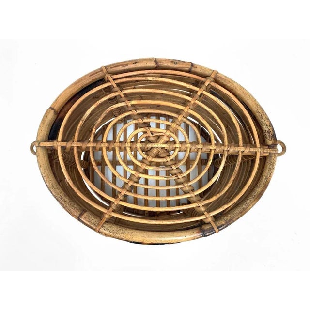Wood Mid-Century Italian French Riviera Bamboo & Rattan Basket, 1950s For Sale - Image 7 of 16