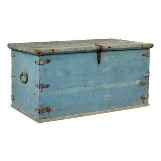 Swedish Painted Pine Coffer, 1860 For Sale