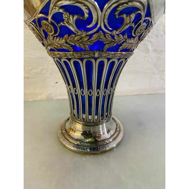 19thC Silver Plate Flower Basket W/Glass Insert - Antique For Sale - Image 14 of 18