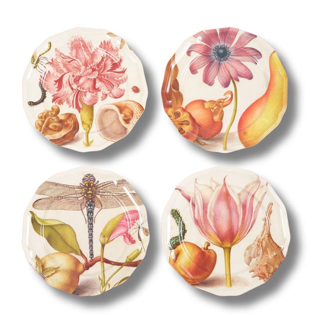 Cream Botaniste Flower Side Plates, Set of 4 For Sale - Image 8 of 8