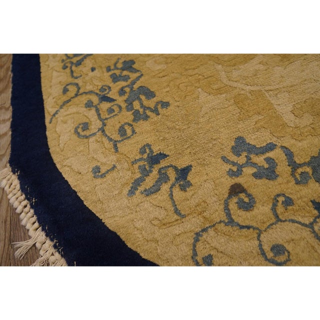 1920s Beige Field Foliate Medallion Antique Oval Chinese Peking Rug 3' X 5'9'' For Sale - Image 4 of 11