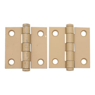Pair of Vintage 2 X 2 In. Steel Cabinet Door Hinges For Sale