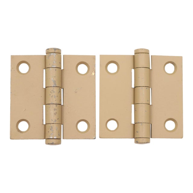 Pair of Vintage 2 X 2 In. Steel Cabinet Door Hinges For Sale