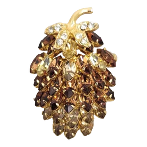 Vintage Signed Napier Goldtone Faux-Topaz & Citrine Thistle Brooch