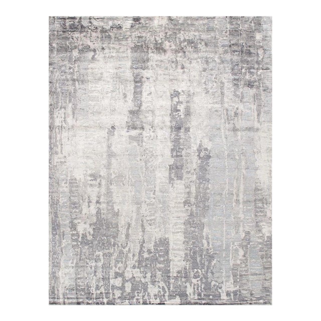 Pasargad Home Modern Silver Silk & Wool Area Rug- 9' 2" X 12' 0" For Sale