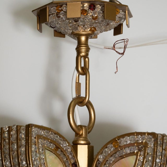 Beaded and Stained Glass Foliate Motif Chandelier by Marcelo Bessa For Sale - Image 10 of 13