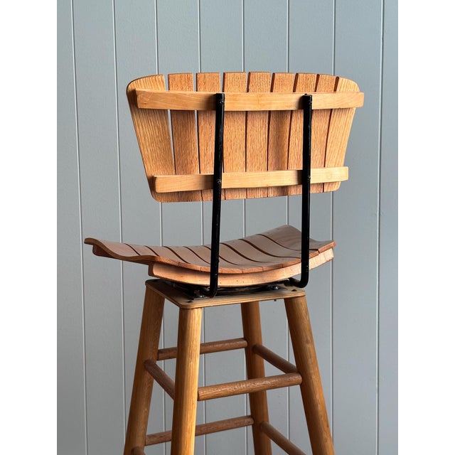 Mid-Century Modern Slatted Bar Stools, Set of 4, Attributed to Arthur Umanoff For Sale - Image 12 of 16