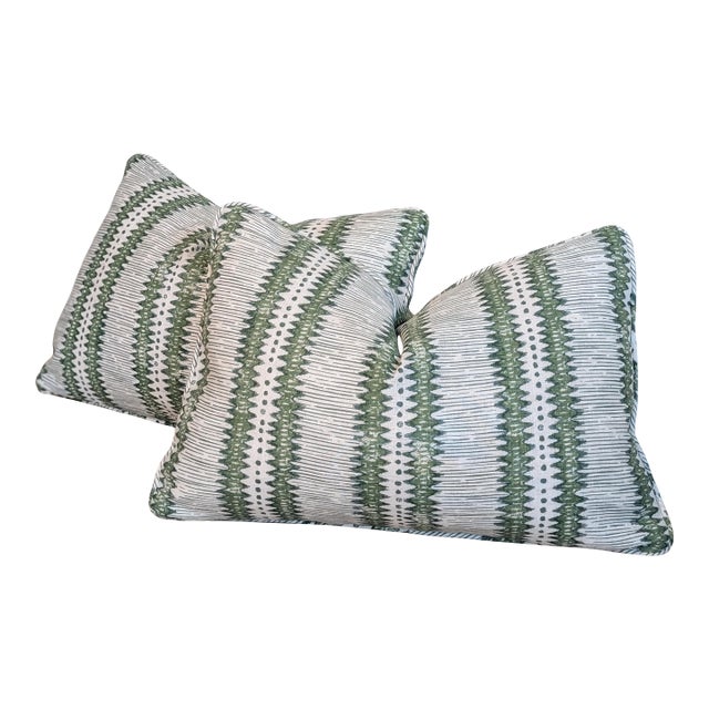 Rapture & Wright Tribal Stripe Lumbars in Green For Sale