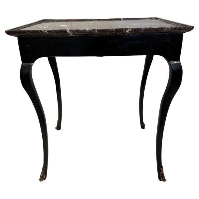 Black Lacquered Marble Top Table For Sale In Los Angeles - Image 6 of 8