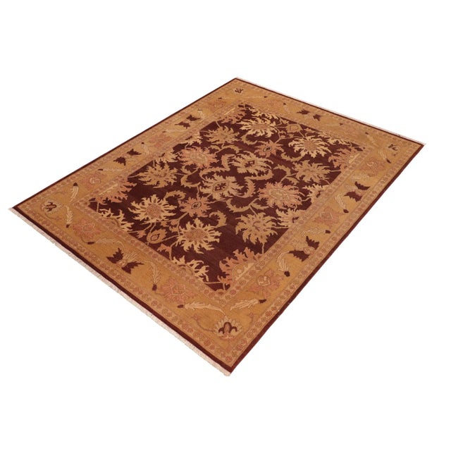 Contemporary 1980s Vintage Bohemian Low Pile Red/Gold Wool Rug For Sale - Image 3 of 10