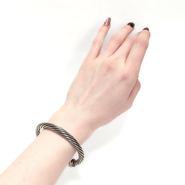 David Yurman 7mm Sterling Silver, Citrine, & Diamond Classic Cable Bracelet For Sale - Image 4 of 15